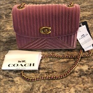 Coach Rose Parker 18 Velvet w/ rivets MSRP $350